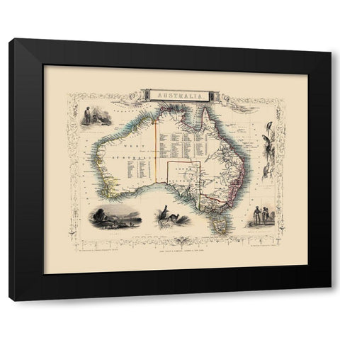 Australia - Tallis 1851 Black Modern Wood Framed Art Print by Tallis