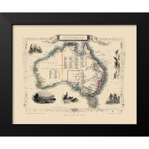 Australia - Tallis 1851 Black Modern Wood Framed Art Print by Tallis