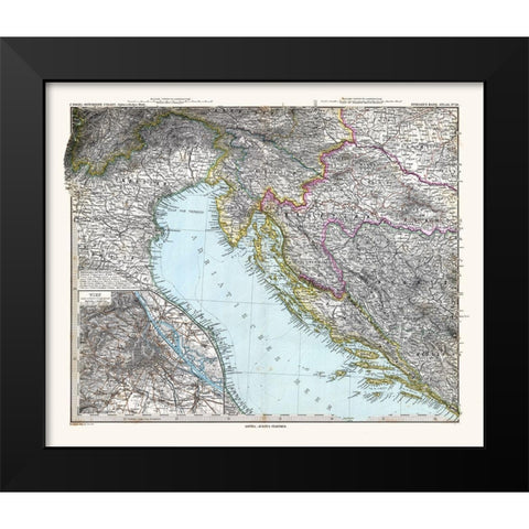 South West Austria Hungary - Stieler  1885 Black Modern Wood Framed Art Print by Stieler