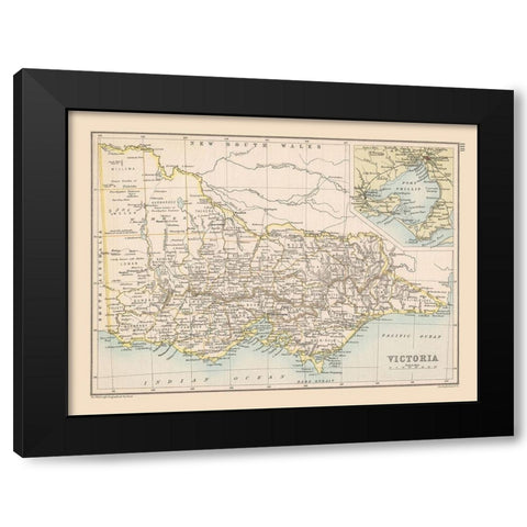 Victoria State Australia - Bartholomew 1892 Black Modern Wood Framed Art Print with Double Matting by Bartholomew