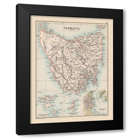 Australia Tasmania  - Bartholomew 1892 Black Modern Wood Framed Art Print with Double Matting by Bartholomew
