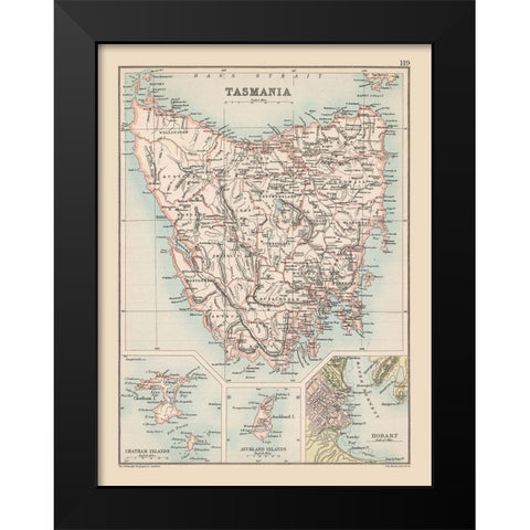 Australia Tasmania  - Bartholomew 1892 Black Modern Wood Framed Art Print by Bartholomew