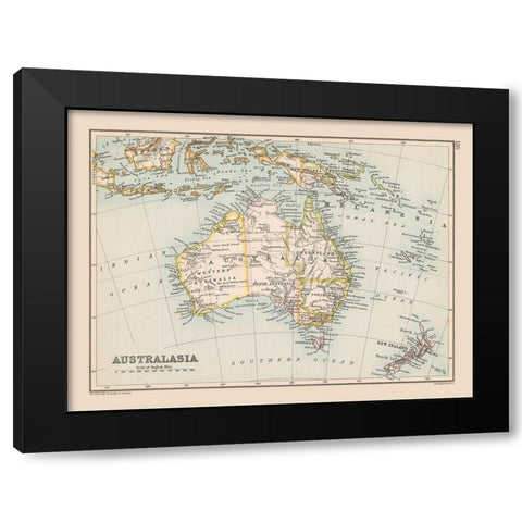 Australasia - Bartholomew 1892 Black Modern Wood Framed Art Print with Double Matting by Bartholomew