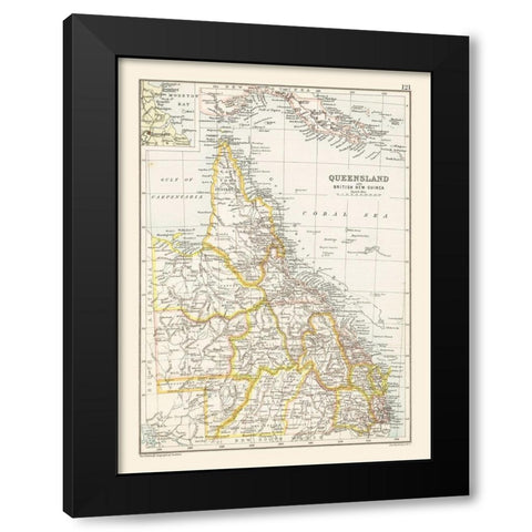 Australia Queensland British New Guinea Black Modern Wood Framed Art Print with Double Matting by Bartholomew