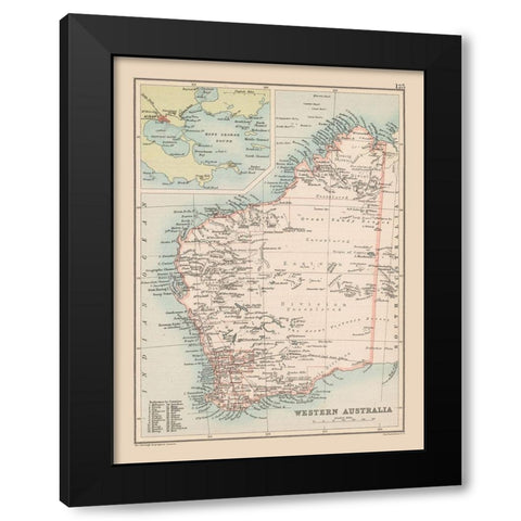 Western Australia - Bartholomew 1892 Black Modern Wood Framed Art Print by Bartholomew