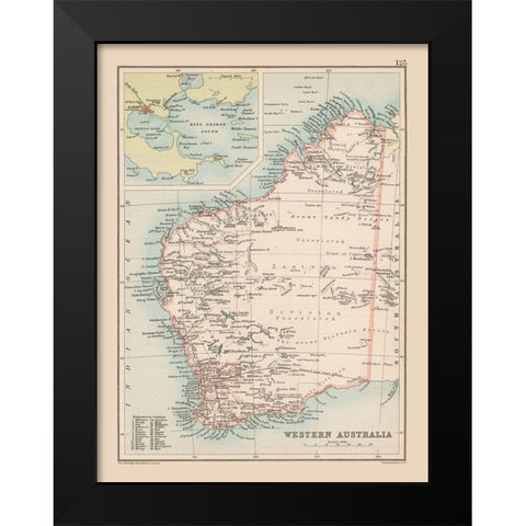 Western Australia - Bartholomew 1892 Black Modern Wood Framed Art Print by Bartholomew