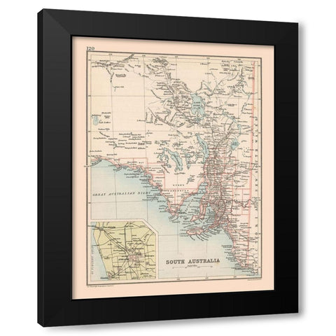 South Australia - Bartholomew 1892 Black Modern Wood Framed Art Print by Bartholomew