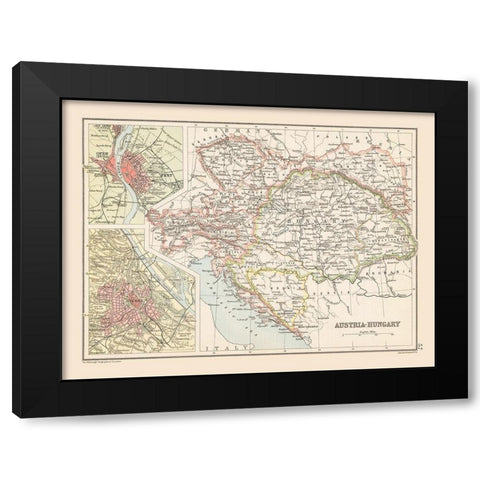 Austria Hungary - Bartholomew 1892 Black Modern Wood Framed Art Print by Bartholomew