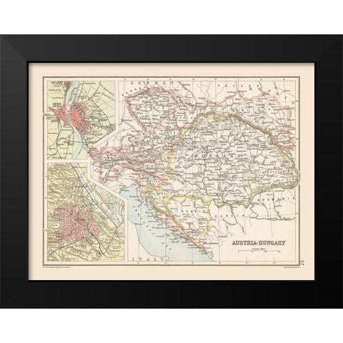Austria Hungary - Bartholomew 1892 Black Modern Wood Framed Art Print by Bartholomew
