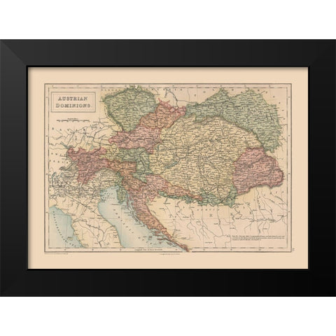 Austrian Dominions - Black 1867 Black Modern Wood Framed Art Print by Black