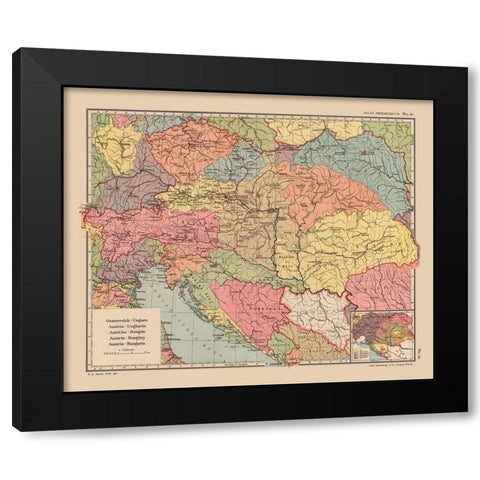 Austria Hungary - Flemming 1913 Black Modern Wood Framed Art Print with Double Matting by Flemming