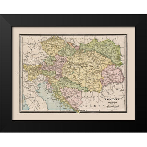 Austria - Cram 1888 Black Modern Wood Framed Art Print by Cram