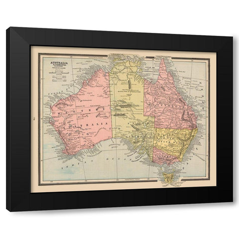 Tasmania Australia - Cram 1888 Black Modern Wood Framed Art Print with Double Matting by Cram