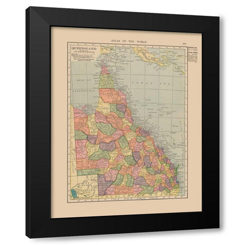 Queensland Australia - Hammond 1910 Black Modern Wood Framed Art Print with Double Matting by Hammond