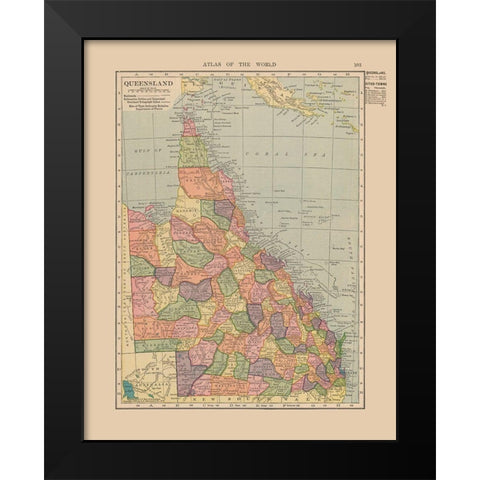 Queensland Australia - Hammond 1910 Black Modern Wood Framed Art Print by Hammond