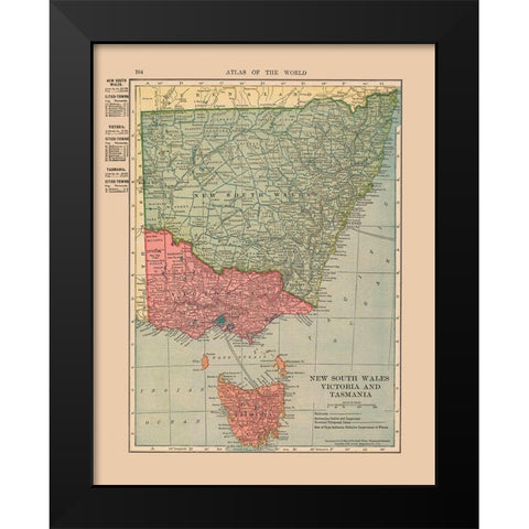 Australia New South Wales Victoria Tasmania Black Modern Wood Framed Art Print by Hammond