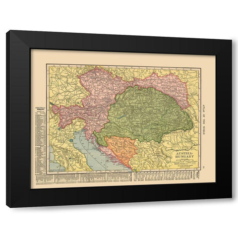 Austria Hungary - Hammond 1910 Black Modern Wood Framed Art Print with Double Matting by Hammond