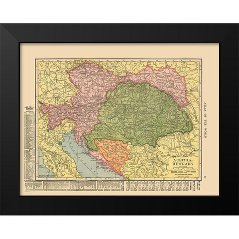 Austria Hungary - Hammond 1910 Black Modern Wood Framed Art Print by Hammond