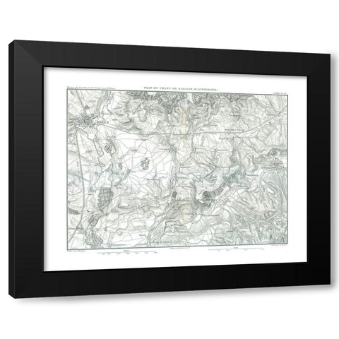 Field Plan of Battle of Austerlitz - Thiers 1866 Black Modern Wood Framed Art Print with Double Matting by Unknown