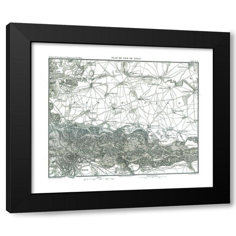 Lobau Austria - Thiers 1866 Black Modern Wood Framed Art Print with Double Matting by Thiers