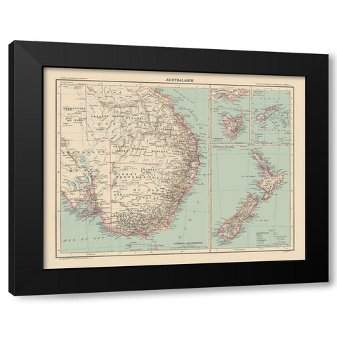 South East Australia - Schrader 1908 Black Modern Wood Framed Art Print with Double Matting by Schrader