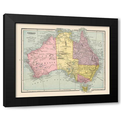 Australia Tasmania - Cram 1892 Black Modern Wood Framed Art Print with Double Matting by Cram