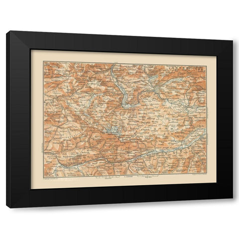 Dachstein Region Austria - Baedeker 1910 Black Modern Wood Framed Art Print by Baedeker