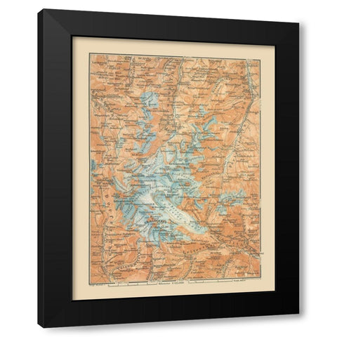 Glockner Barenkopf Region Austria - Baedeker 1910 Black Modern Wood Framed Art Print by Baedeker