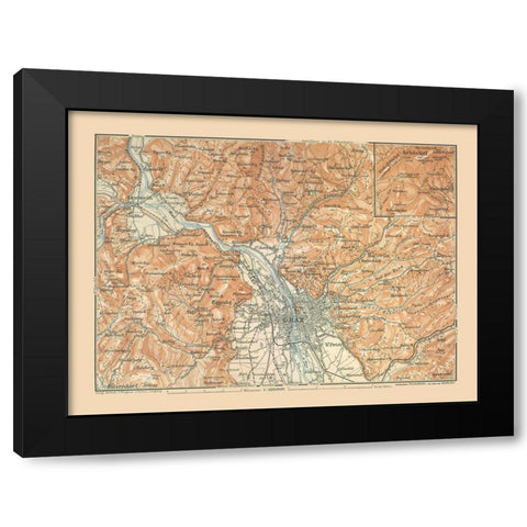 Graz Austria - Baedeker 1910 Black Modern Wood Framed Art Print with Double Matting by Baedeker