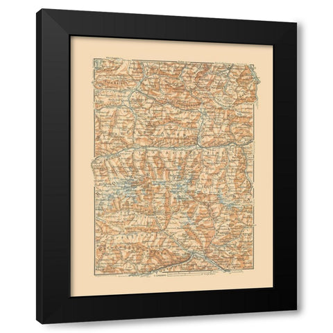 Hohe Tauern Region Austria - Baedeker 1910 Black Modern Wood Framed Art Print by Baedeker