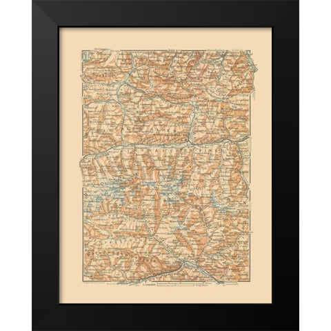 Hohe Tauern Region Austria - Baedeker 1910 Black Modern Wood Framed Art Print by Baedeker