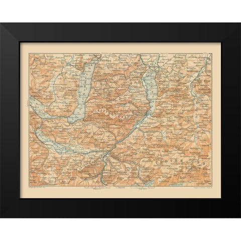 Hollen Region Austria - Baedeker 1910 Black Modern Wood Framed Art Print by Baedeker