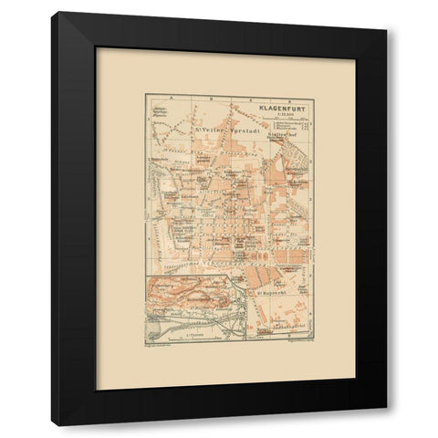 Klagenfurt Austria - Baedeker 1910 Black Modern Wood Framed Art Print with Double Matting by Baedeker