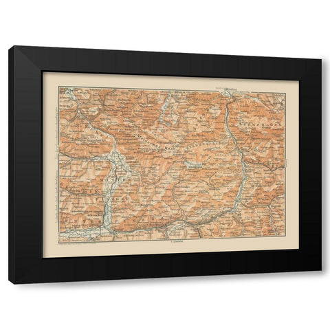 Mitter Pinzgau Region Austria - Baedeker 1910 Black Modern Wood Framed Art Print with Double Matting by Baedeker