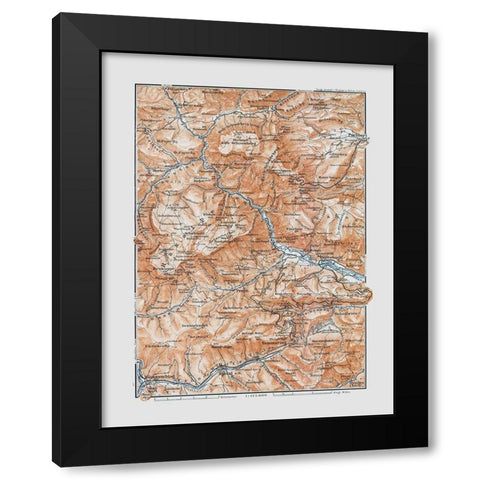 Raxalpe Region Austria - Baedeker 1910 Black Modern Wood Framed Art Print with Double Matting by Baedeker