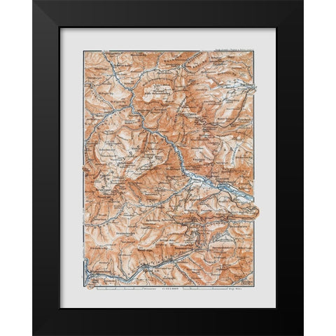 Raxalpe Region Austria - Baedeker 1910 Black Modern Wood Framed Art Print by Baedeker