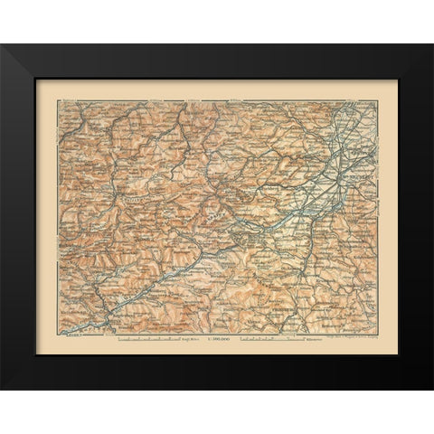 Eastern Austria - Baedeker 1910 Black Modern Wood Framed Art Print by Baedeker