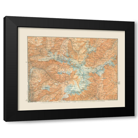 Western Austria Region - Baedeker 1910 Black Modern Wood Framed Art Print with Double Matting by Baedeker