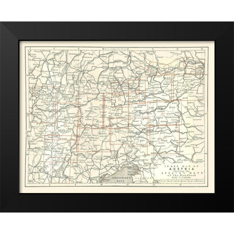 Austria Index - Baedeker 1896 Black Modern Wood Framed Art Print by Baedeker