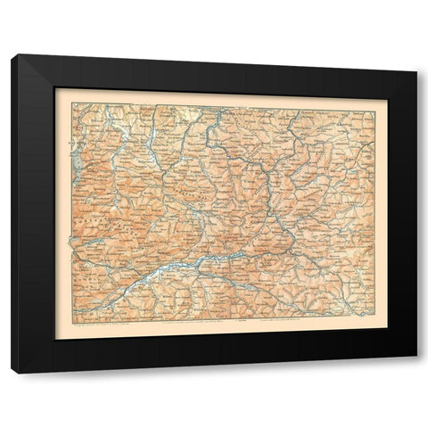 Upper Austria - Baedeker 1896 Black Modern Wood Framed Art Print with Double Matting by Baedeker