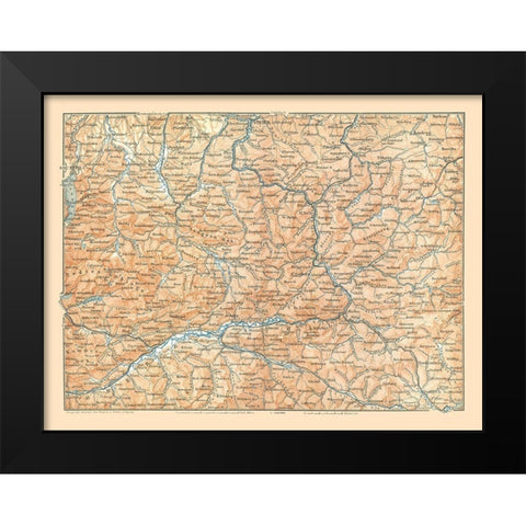 Upper Austria - Baedeker 1896 Black Modern Wood Framed Art Print by Baedeker