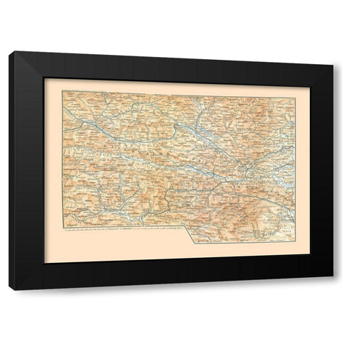 Gailthaler Alpen Austria - Baedeker 1896 Black Modern Wood Framed Art Print by Baedeker