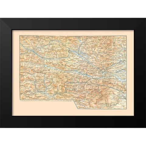 Gailthaler Alpen Austria - Baedeker 1896 Black Modern Wood Framed Art Print by Baedeker