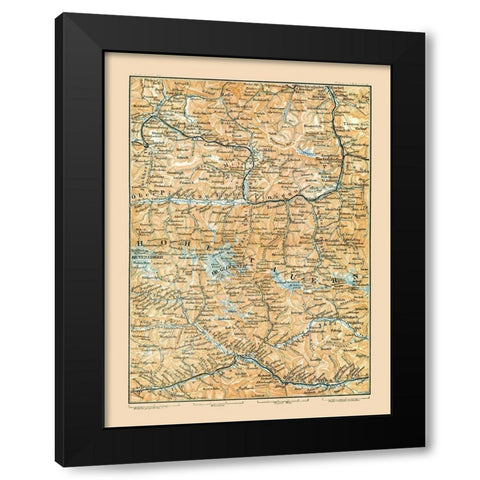 Central Austria - Baedeker 1896 Black Modern Wood Framed Art Print with Double Matting by Baedeker