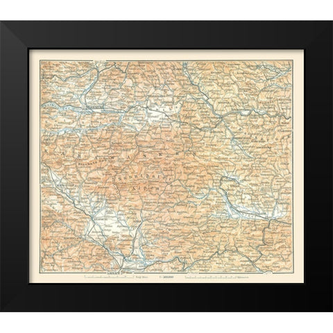 Karawanken Region Austria - Baedeker 1896 Black Modern Wood Framed Art Print by Baedeker