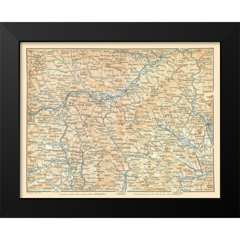 Murthal Region Austria - Baedeker 1896 Black Modern Wood Framed Art Print by Baedeker