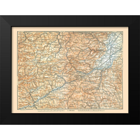 Eastern Austria - Baedeker 1896 Black Modern Wood Framed Art Print by Baedeker