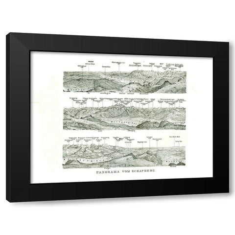 Schafberg Panorama Austria - Baedeker 1896 Black Modern Wood Framed Art Print with Double Matting by Baedeker