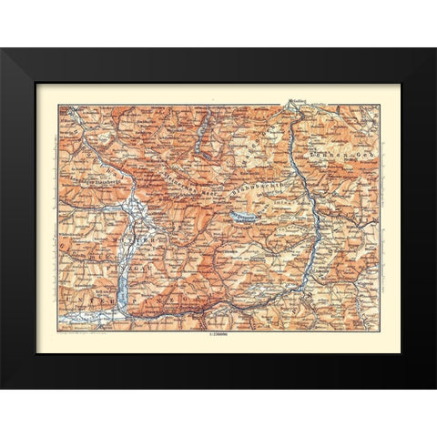 Pinzgau Region Austria - Baedeker 1896 Black Modern Wood Framed Art Print by Baedeker