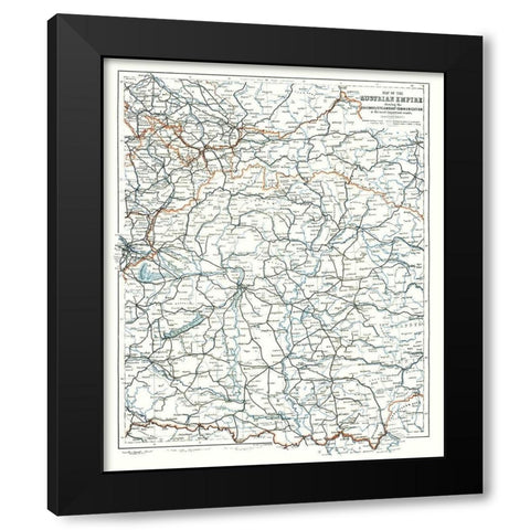 Railways Roads Austrian Empire - Baedeker 1896 Black Modern Wood Framed Art Print with Double Matting by Baedeker